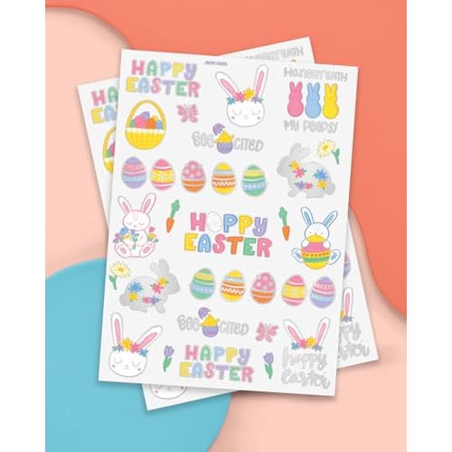 xo, Fetti Easter Party Supplies Temporary Tattoos - 48 Glitter Styles | Easter Bunny Decorations, Easter Basket, Easter Eggs Activity, Spring
