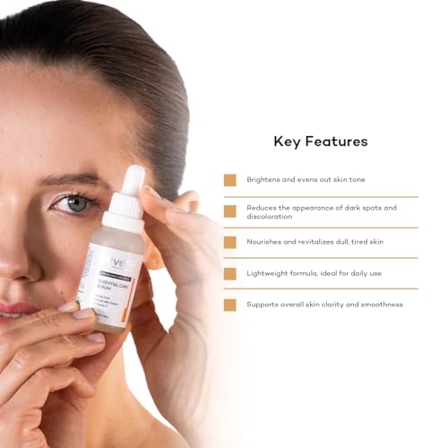 Essential Care, Anti Aging with Vitamine C, Kojic Acid, Royal Jelly Extract, Hyaluronate, Glycolic Acid, Dark Spot Remover, Anti-Wrinkles, Glowing face, Brightening Skin Serum,30 Ml 1.01fl oz