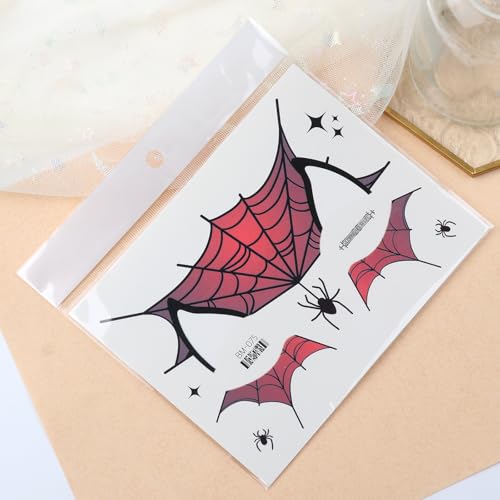 Red Spiders Face Temporary Tattoo Sticker for Halloween Party Makeup - Self Adhesive Tattoo Sticker for Holiday Festival Party Supplies