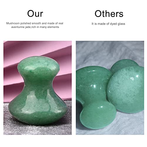 ideayard Mushroom Gua sha 2Pcs Jade Eye Massage Facial Tool Smooth Cute Mushroom Shaped Scraping for Women SPA Lift Remove Wrinkles (Green(2pcs)