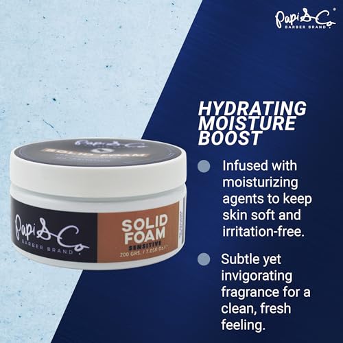 Papi & Co. Head & Beard Soft Shaving Solid Foam ? Lightly Scented Shaving Foam ? Travel Size, No Mess, Easy to Use ? Smooth, Comfortable Shave ? Classic Grooming Essential for a Clean, Fresh Look