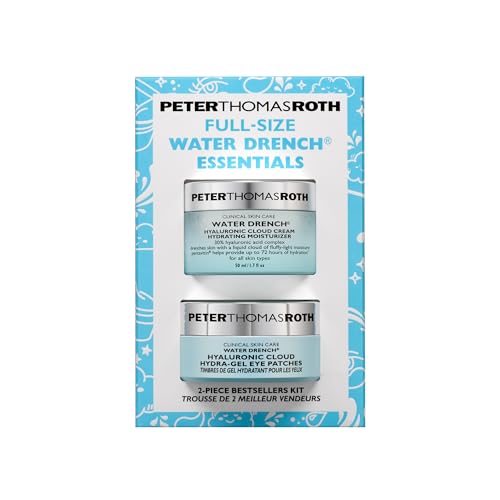 Peter Thomas Roth | Full-Size Water Drench¢ç Essentials 2-Piece Face & Eye Kit | Hyaluronic Acid Skincare Set, Moisturizer and Eye Masks