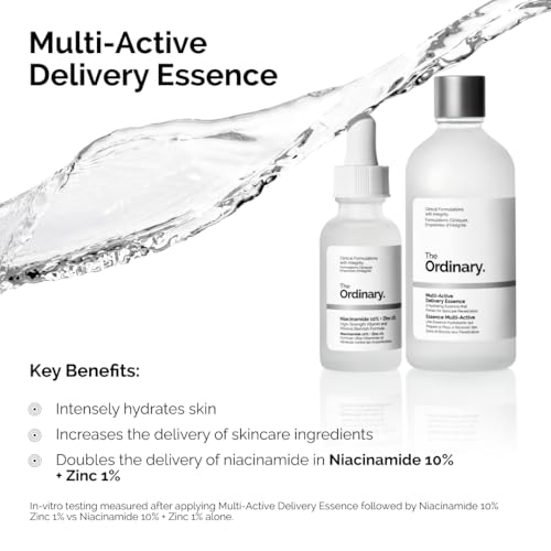 The Ordinary Multi-Active Delivery Essence, Hydrating & Brightening Skincare Face Primer for Softer and Smoother Skin, 3.4 Fl Oz