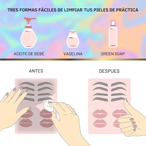 6 pcs Microblading Practice Skin - Inkless Double Sided Practice Skin For Eyebrow Tattoos - Fake Skin Sheets - Microblading Supplies - Microshading Kit - PMU Supply
