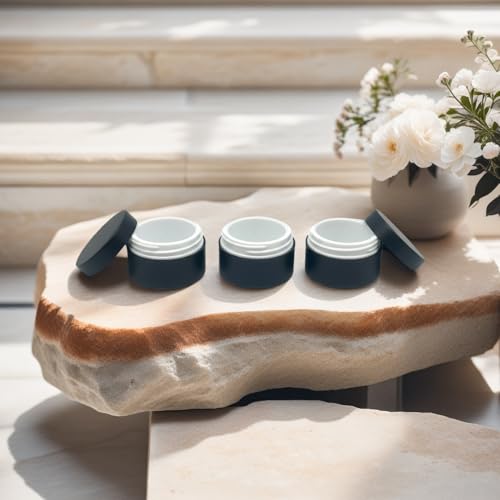30 Pcs Cosmetic Jars Set, 10¡¿5ml + 10¡¿10ml + 10¡¿15ml Empty Refillable Containers with Lids, Small Plastic Travel Pots for Face Cream, Lip Balm, Lotion, Powder, Glitter, DIY Crafts Storage