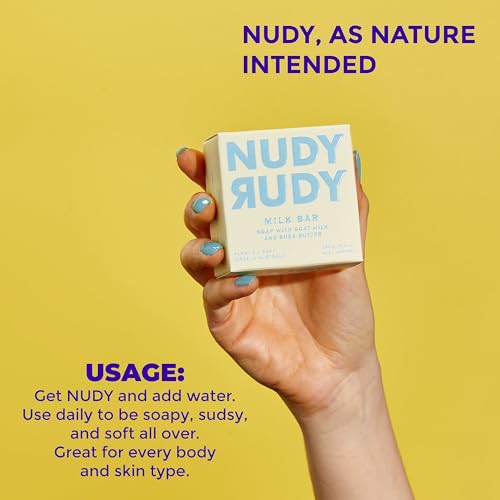 Nudy Rudy Milk Bar, Goat Milk Soap Bar Puck, Made with Organic Shea Butter, Triple Milled Bar, No Harsh Ingredients, All Skin Types, 4.2 oz, Made in Australia