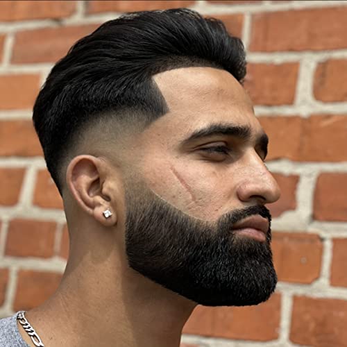 Beard Pencil - Dual-Ended Beard Filler for Men to Define & Fill Uneven Areas, Natural-Looking Barber Pencil with Spoolie Brush, Waterproof & Long-Lasting (Black)