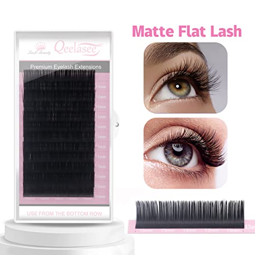 Ellipse Eyelash Extension 0.20mm D Curl 14mm Flat Black Mink Fur False Eyelashes 1 Count