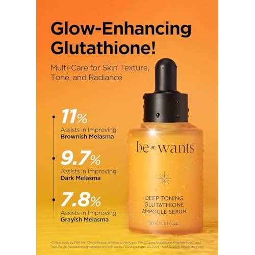 [K-Beauty] bewants Deep Toning Glutathione Ampoule Serum | Korean Skincare with Vitamin C & Calendula Extract, 1.01 fl.oz & Bewants Deep Toning Glutathione Spot Patch
