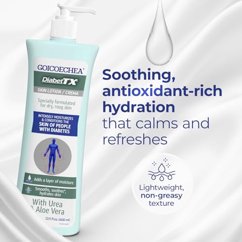 Goicoechea Diabet TX Diabetic Lotion with Urea for Dry Skin | Soothing Hydrating Cream with Aloe, Oatmeal & Vitamin E for Hands, Elbows, Feet & Body | Extra Dry Skin Support, 13.5 Oz | 3-Pack