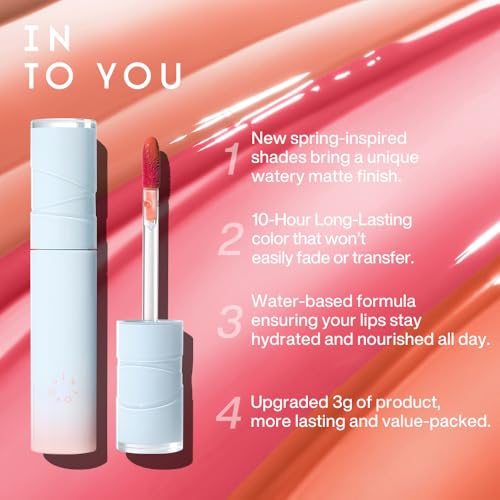 INTO YOU Lipstick Watery Lip Matt Finish Hydrating Long-lasting Smudge-proof Lip Stain Makeup High Pigment Lightweight Non Sticky Lip Gloss for Girls and Women, 0.1 oz (3g) in W14 Guava Lychee