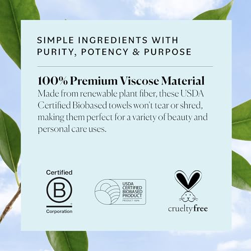 Sky Organics - Gentle Clean Face Towels (1-Pack) - 50 XL Single-Use Face Wipes - Ultra Soft & Dual Textured - Disposable Towel - Makeup Remover Wipes - Cruelty Free - Skin Care Tools - Self Care