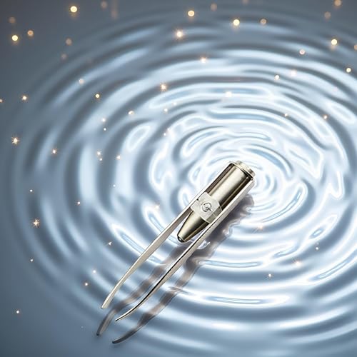 Silver Creative Led Light Eyelash Eyebrow Hair Removal Stainless Steel Make Up Tweezer and Practicality, Hair Removal Tweezers,Women's 8.8x0.8x1.6cm,