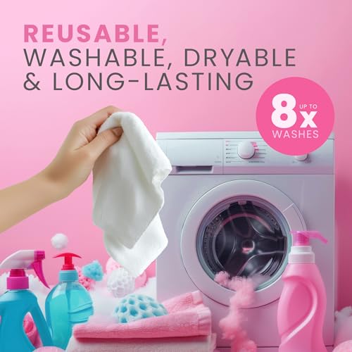 Makeup Remover Cosmetic Towels, Reusable (25 Count, 200 Uses) and Disposable Face Towel, Machine Washable, Ultra Soft, Removes All Types of Makeup, Specifically Made for Face and Body