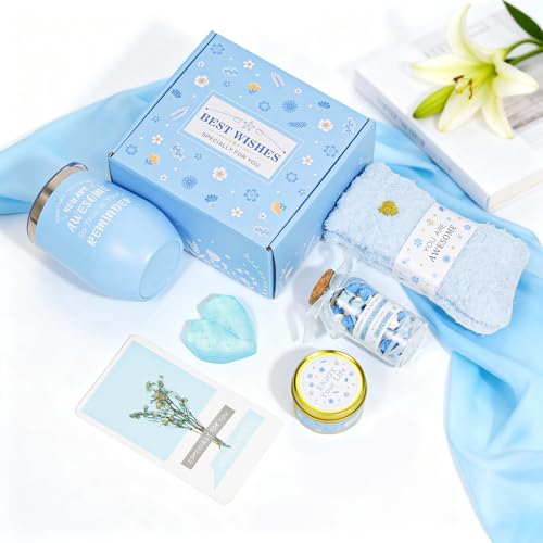Birthday Gifts for Women,Unique Blue Gifts Basket Ideas for Women Gifts Box for Her Self Care Relaxing Spa Gift Set Birthday Presents Female Friendship Gifts for Best Friend Bestie Girlfriend