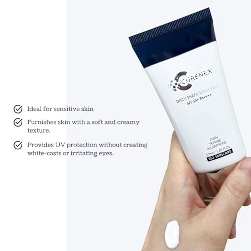 Daily Sheer Sunscreen SPF50+ PA++++ provides comprehensive protection against UVA+UVB rays while revitalizing skin with PDRN and multi-peptide complex. (1.69 fl.oz.)