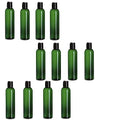 Natural Farms 12 Pack ? 8 oz -Green Cosmo Plastic Bottles ? Black Flip Top - for Essential Oils, Perfumes, Cleaning Products