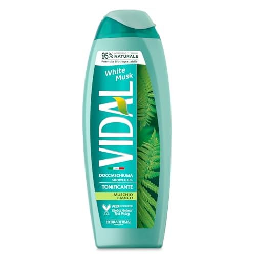 Vidal Shower Gel, White Musk 250 ml/8.4 Fl Oz, Moisturizing, Softening, Body Care, Unisex, Made in Italy