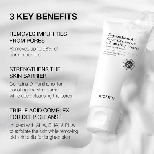15.5% Panthenol & Cica Exosome | 98% Pore Impurity Cleansing Support | AHA BHA PHA Gentle Exfoliating Wash | Non-Comedogenic | Korean Skincare Cleansing Foam (120ml/4.06 fl.oz.)