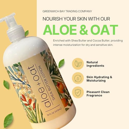 Greenwich Bay Trading Company Aloe + Oat Hand Lotion Enriched with Shea Butter, Cocoa Butter, Aloe & Oatmeal Extract