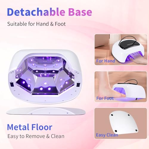 Professional Rechargeable UV LED Nail Lamp,96W Cordless UV Light for Gel Nails with Metallic Reflector & Metal Base, Fast Curing Lamp Manicure,Pedicure,Ideal for Nail Salon and Home(White)