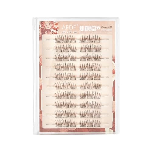 Brown Self Adhesive False Eyelashes 60 Clusters Press On Eyelash LASGOOS Natural Curl 3D Lash Individual 10-12mm Pre-Glued DIY Eyelash Extensions COSPLAY MANGA No Glue/Remover Needed Fake Lashes Idol