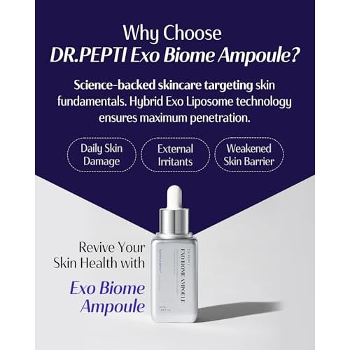 DR.PEPTI Exo Biome Ampoule - Korean Face Serum with Microbiome Fermented Galactomyces Lactobacillus Peptides Niacinamide Firming Elastic Thread Formula for Dull Aging Skin, 1.69 fl.oz.
