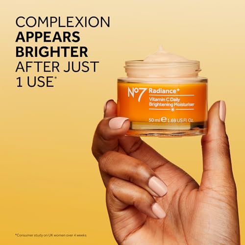 No7 Radiance+ Brightening Vitamin C Moisturizer Face Cream - Skin Nourishing Face Moisturizer - Fast-Absorbing + Lightweight Formula & Suitable for Dry Skin, 1.69 fl oz