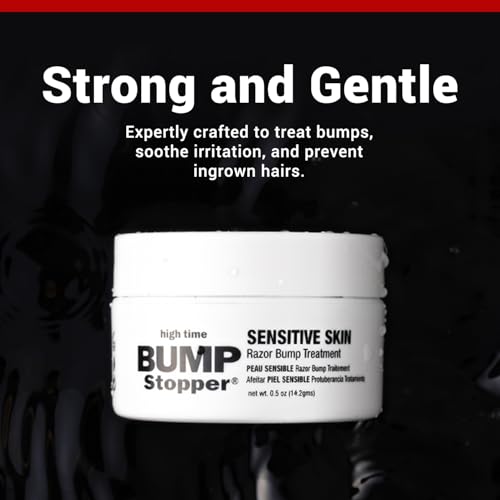 High Time Bump Stopper Sensitive Ingrown Hair Cream | Aftershave Lotion for Men and Women | Razor Bump Balm | 0.5 OZ (6 Pack)