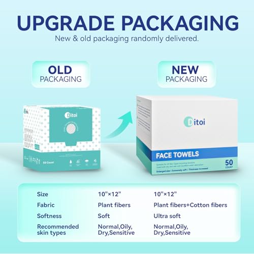 Ditoi Disposable Face Towels XL, Soft Cotton Facial Cleansing Cloths, Dry Face Towelettes for Makeup Removal, Sensitive Skin & Daily Skin Care,10"¡¿12",100 Count