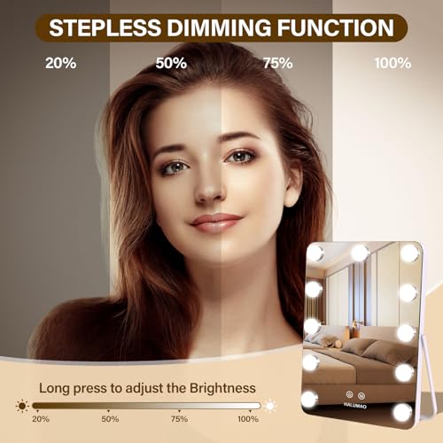 Vanity Mirror with Lights, Rechargeable Makeup Mirror, 14.6" Lighted Makeup Mirror for Dressing Room & Bedroom£¬Memory Function