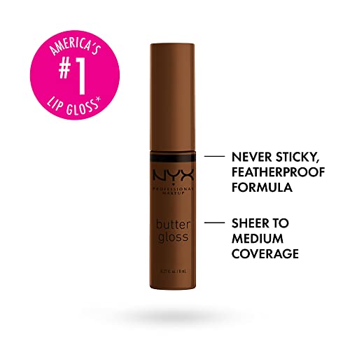 NYX Butter Gloss Brown Sugar Non-Sticky Lip Gloss Butterscotch Neutral Light Brown and Caramelt Medium Brown