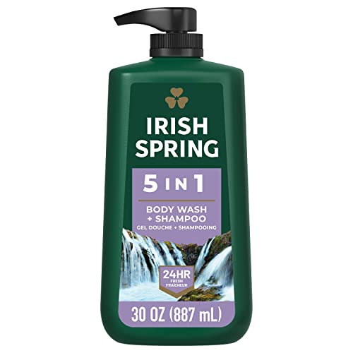Irish Spring Moisture Blast Body Wash, 30 Oz Pump & 5 in 1 Body Wash for Men, Men's Body Wash, Smell Fresh and Clean for 24 Hours