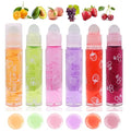 6Pcs Roll-On Lip Gloss Set,Fruit Flavored Roll On Rollerball Lip Oil,Transparent Plumping Lip Gloss,Non Toxic Lip-Makeup Set