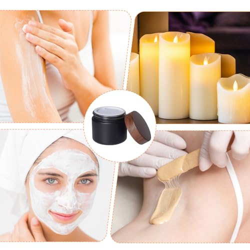 6Pcs 2.12 oz Small Travel Lotion Containers with lids Glass Sample Empty Round Cosmetic Jar Bottles for Creams Makeup Lotion Toiletries Storage (Black, 60 gram)