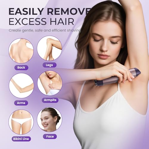 PRITECH Bikini Trimmer for Women, 2-in-1 Painless Electric Razors for Silk Skin, Portable Lady Shaver for Women Private Area, Face, Legs & Underarms, Wet/Dry LED