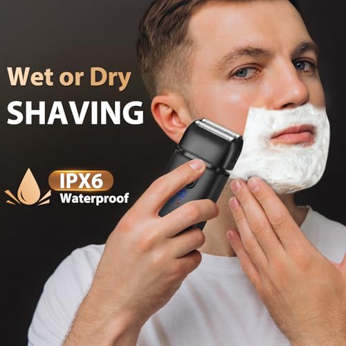 Electric Foil Razor for Men, Electric Shavers with Pop-Up Trimmer Rechargeable - 2-Speed Adjustable, Travel Lock, 120 Mins Runtime, Double Floating Blades for Men's Face Close Shaving (Black)