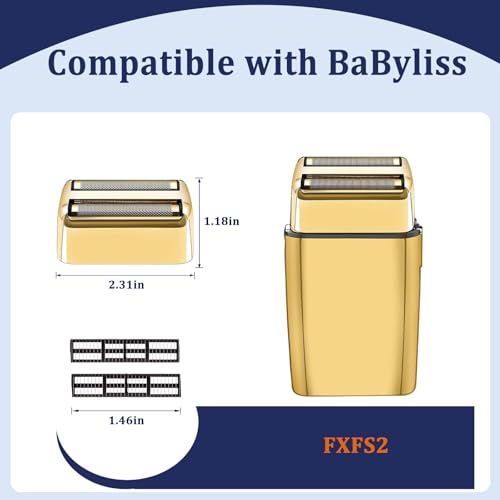 Professional Shaver Replacement Foil and Cutters Compatible with BaBylissPRO Barberology FXFS2 Shaver (3Pack)