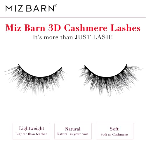 Miz Barn Lashes 3D Cashmere Long Extension Eyelashes Natural Look Soft Reusable False Eyelashes Multipack Wispy Fake Eyelashes 5 Pairs Natural Strip Lashes (CW312)