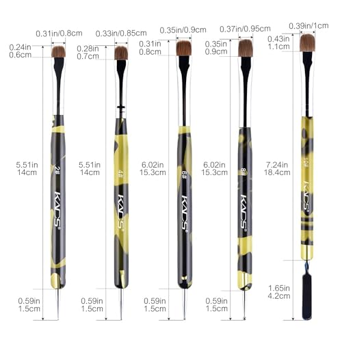 KADS Kolinsky Sable Brush 2 Way Acrylic Professional French Manicure Clean-up Brush Nail Art Brush Nail Dotting Pen (2#-10#(5 Pcs))