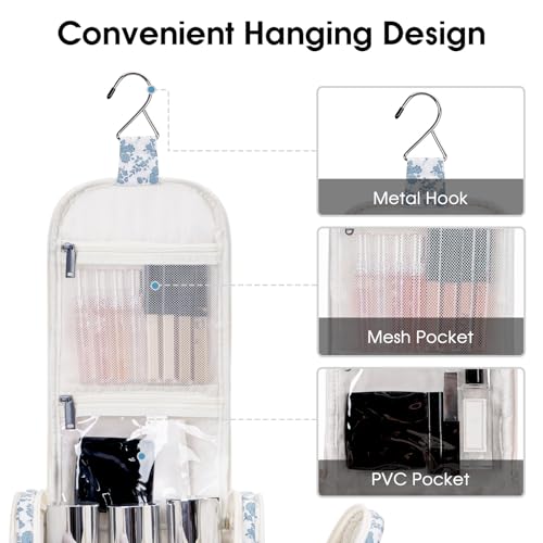 Narwey Hanging Toiletry Bag for Women Travel Makeup Bag Organizer Toiletries Bag for Cosmetics Essentials Accessories