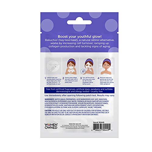 MISS SPA Anti-Aging Bakuchiol Repairing Facial Sheet Mask, Plant-Based Retinol, Hydrating Skin Care, Dermatologist Tested, 4 Pack