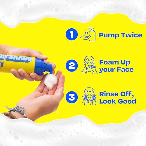 JB SKRUB The Face Wash - Gentle Facial Cleanser for Kids, Tween and Teen Boys - Fragrance-Free Foaming Face Wash with Aloe Vera & Chia Seed for Sensitive Skin - 5 Fl. Oz