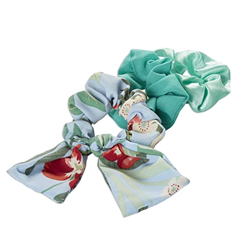 Scunci Trend Collection Satin Scrunchies Hair Ties, Mint, 3-Pieces