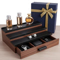 Cologne Organizer for Men ? Black Wood Cologne Stand with Drawer & Storage, 3 Tier Perfume Display Holder for Bedroom, Office, Bathroom ? Ideal Gift for Men, Father, Husband