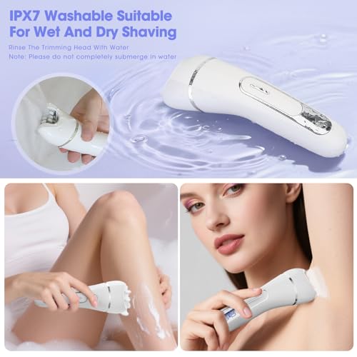 Epilator for Women, 7 in 1 Epilator Hair Removal for Women, Shaver, Bikini, Face Razor, Facial Brush, Face Massage and Body Exfoliator, Waterproof Painless Lady Shaver (White 227)