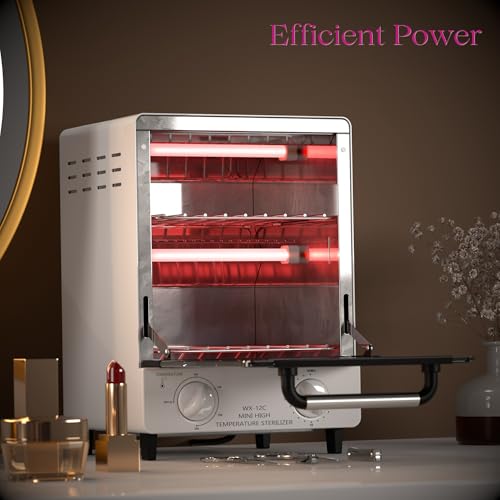 Sterilizer for Nail Tools, 12L Multifunctional High Temperature Cleaning Dry Box Stainless Steel with Temp Control, Timer, 2 Stainless Trays, Tweezer Sterilizer, Nail Salon Equipment, 110V 1000W