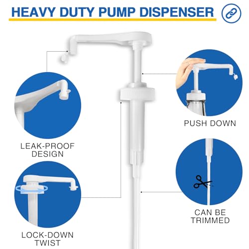 8Pcs Gallon Jug Pump Dispenser, 38-400 Leak Proof Pump for Gallon Jug - Lotion Shampoo Pump Cap Included, Fits 1 Gallon Bottle 64oz 128oz Shampoo Laundry Detergent Containers