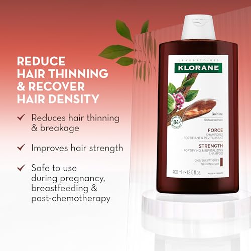Klorane Strengthening Shampoo with Quinine - Dermatologist-Tested - Natural Alternative Thickening Shampoo for Hair Thinning - Support Stronger, Healthier Hair for Men & Women - 13.5 fl. oz.
