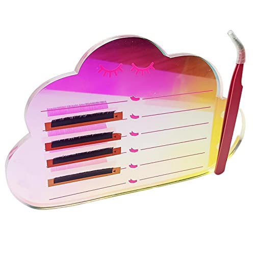 Dazzling Eyelash Grafting Pallet, Acrylic Lash Tile holder, Makeup Palette Eyelash Extensions Storage Gasket Pads with Suction for Tweezers (Cloud-Shaped C)